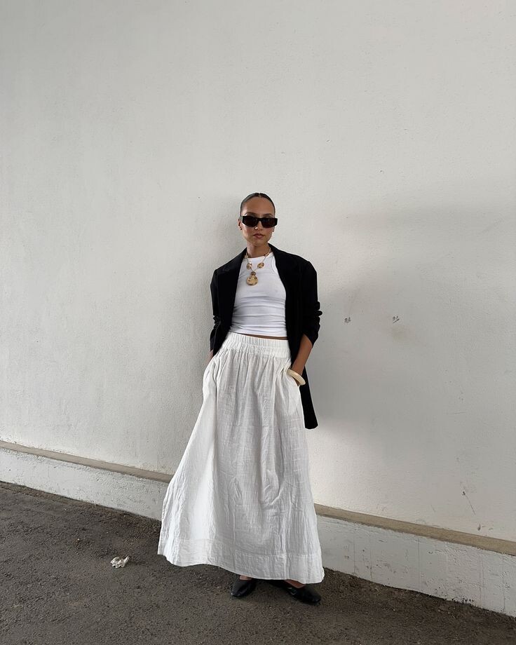 Λευκή maxi φούστα + blazer 